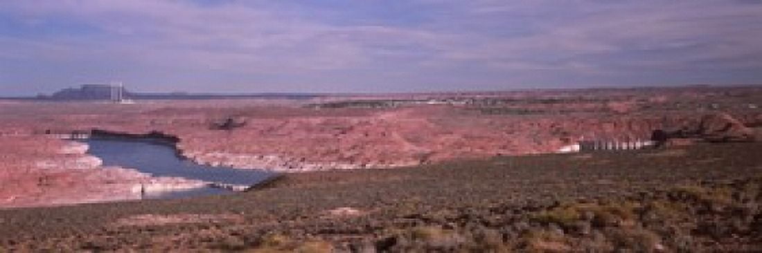Dam on a lake Glen Canyon Dam Lake Powell UtahArizona USA Canvas Art - Panoramic Images (36 x 12)