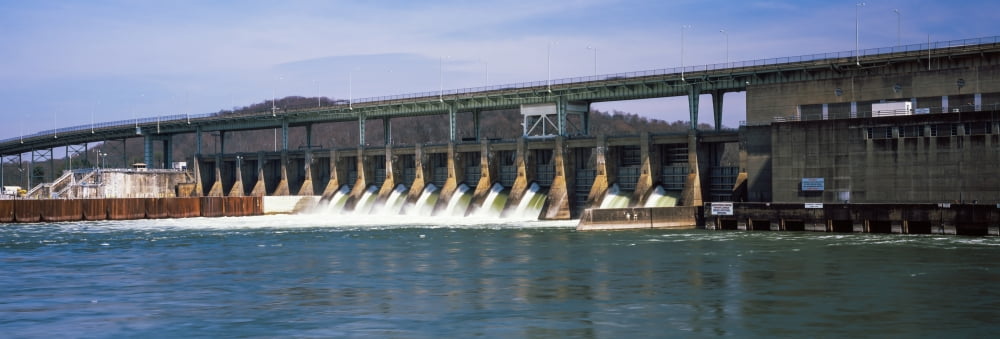 Dam on a river Chickamauga Dam Tennessee River Chattanooga Tennessee USA Canvas Art - Panoramic Images (36 x 12)