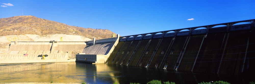 Dam over a river Grand Coulee Dam Columbia River Washington State USA Canvas Art - Panoramic Images (36 x 12)