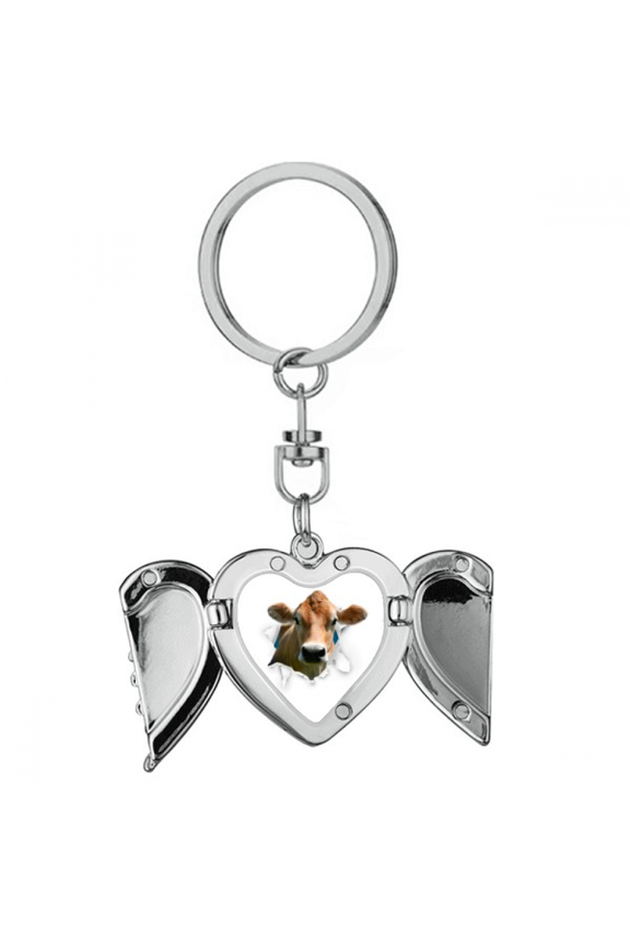 Damage Animal Paper Cattle Heart Angel Wing Key Chain Holder