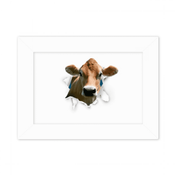 Damage Animal Paper Cattle Photo Mount Frame Picture Art Painting Desktop 5x7 inch