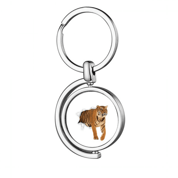 Damage Animal Paper Tigers Cats Rotating Keychain Metal Keyring Holder