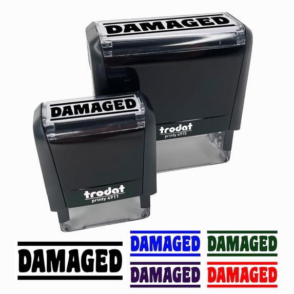 Damaged Bold Inspection Delivery Self-Inking Rubber Stamp Ink Stamper for Business Office - Black Ink - Large 2-3/4 Inch