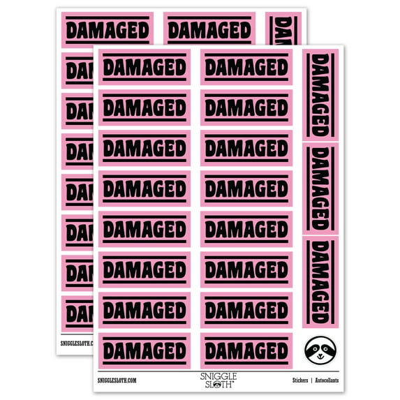 Damaged Bold Inspection Delivery Sticker Set - Light Pink - Gloss Finish - 2.00" Large