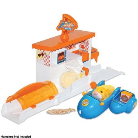 Damaged Box Special - Zhu Zhu Pets Pizzeria Pizza Shop - Set Includes 1 Pizza Shop, 1 Hamcycle with Sidecar, 1 Track Section with Translucent Cover & 4 Pizza Boxes