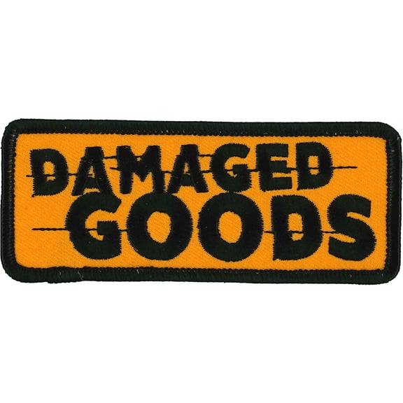 Damaged Goods Patch - High Thread Rayon Iron-on Heat Sealed Backing Sew-on Patch - 4"x2"