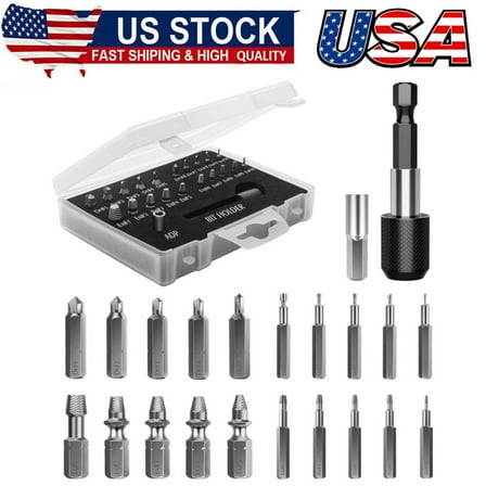 Damaged Screw Extractor Set, 22 PCS Easy Out Stripped Screw Extractor Kit
