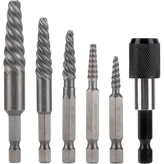 Damaged Screw Extractor Set, 6 Piece Easy Out Bolt Extractor for Easily Remove Broken Bolts, Stripped Screws, Studs