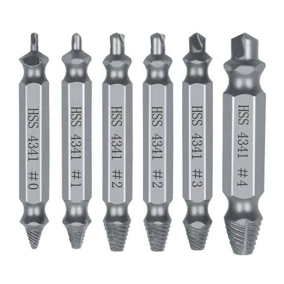 Damaged Screw Extractor Set, Stripped Screw Extractor for Broken Extractor,HSS 4341, All-Purpose HSS Extractor Screw Remover Set 6Pcs