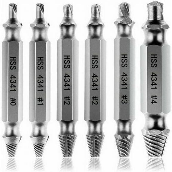 Damaged Screws Stripped Extractors [6 Pieces], Screw Extractor, Broken Bolt Extractor Made of HSS 4341 Steel, Hardness Above 63 HRC, for Damaged Bolts or Screws