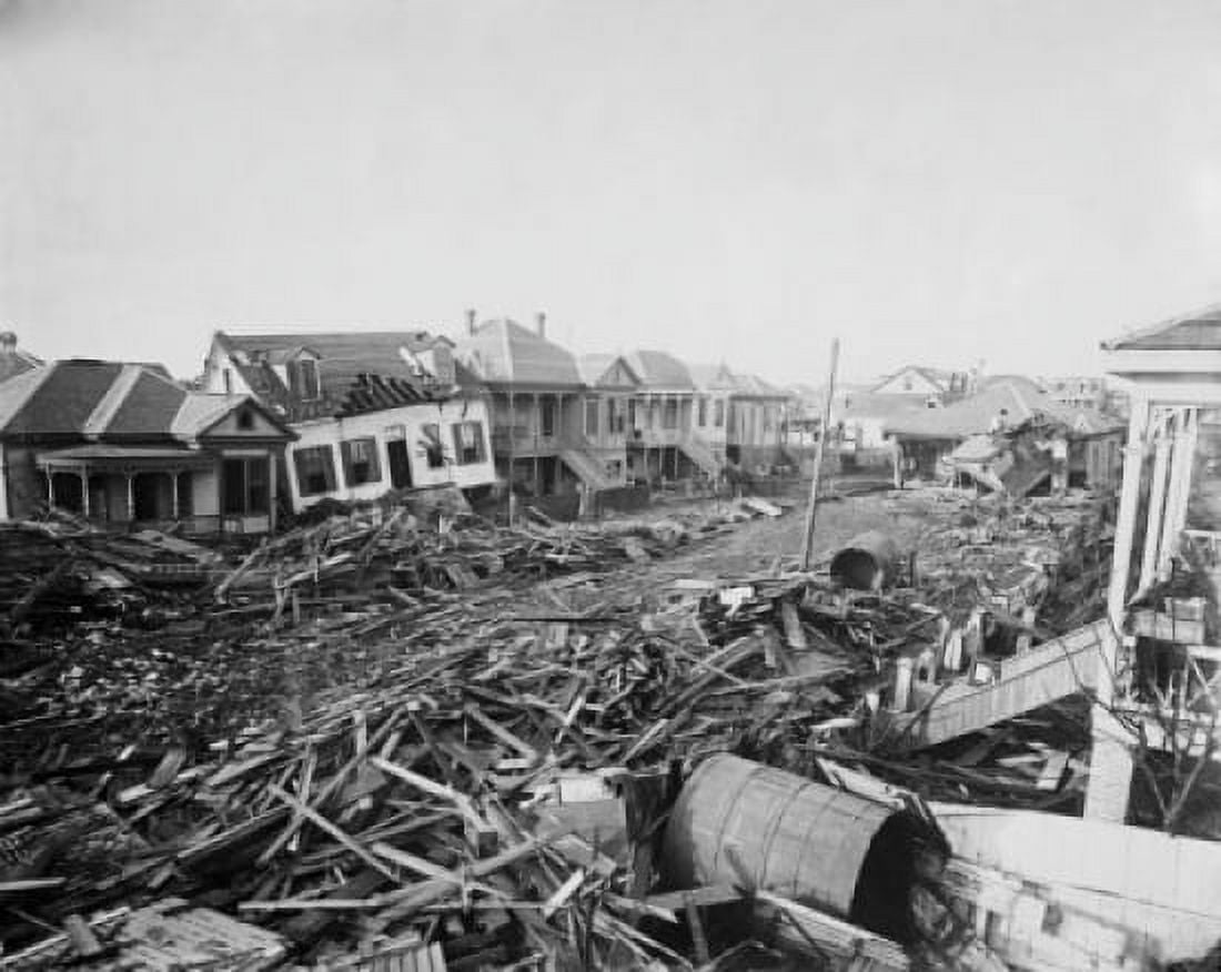 Damaged houses in a city Canvas Art - (18 x 24)