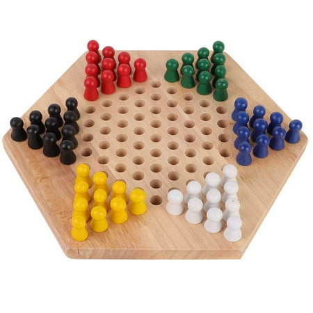 Damas Chinas - Tablero Educativo de Madera Niños Clásico Halma Juego de Damas Chinas Estrategia Juego Familiar Piezas