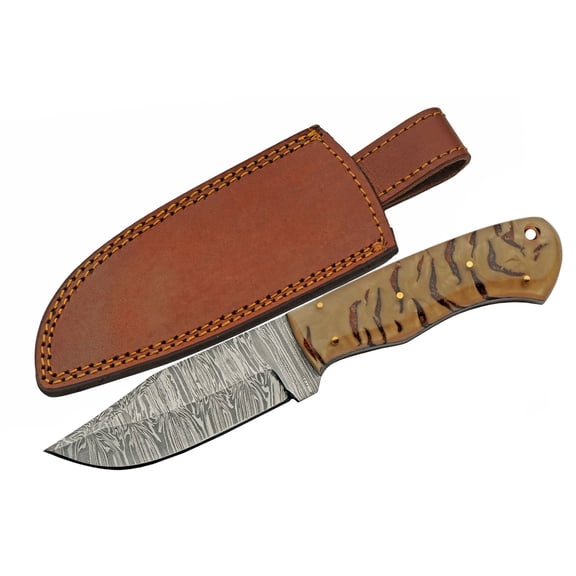 SZCO HK 7" Galley Skinner Knife Hunter Utility with Stainless Steel Blade, Wood Handle, and Lanyard Hole