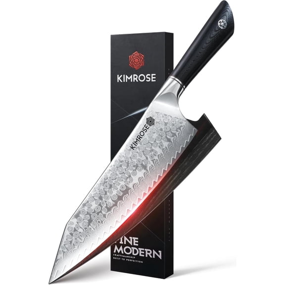 Damascus Chef Knife - 8 inch - High-Carbon Alloy Steel - G10 Handle - Magnetic Sheath - Razor Sharp Kitchen Knife - 10Cr15CoMoV Cutting Core - Gift Box