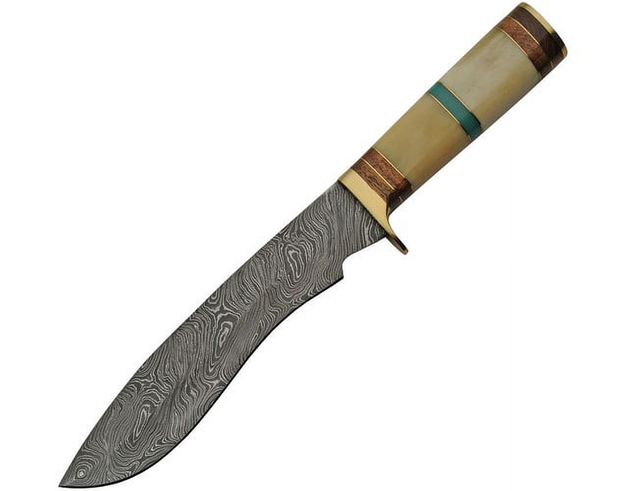 Damascus DM-1255 Turquoise Drop Point Fixed Blade Knife