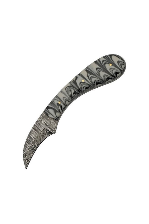 Damascus DM-1260BK Hook Hunter Black Marble Knife