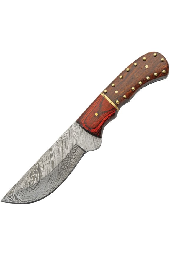 Damascus DM-1348 4.5" Damascus Blade Wood Handle Fixed Skinner Knife