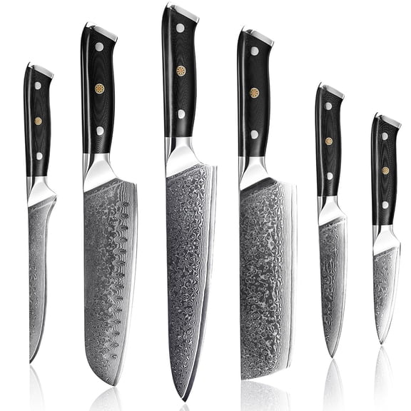 Damascus Kitchen Knives Set Japanese VG-10 Razor Sharp Chef Knife Ergonomic Handle with Giftcase
