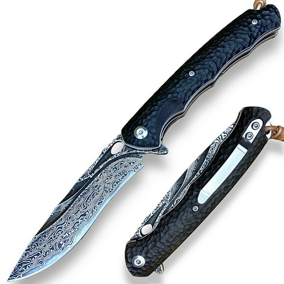 Damascus Pocket Folding Knife