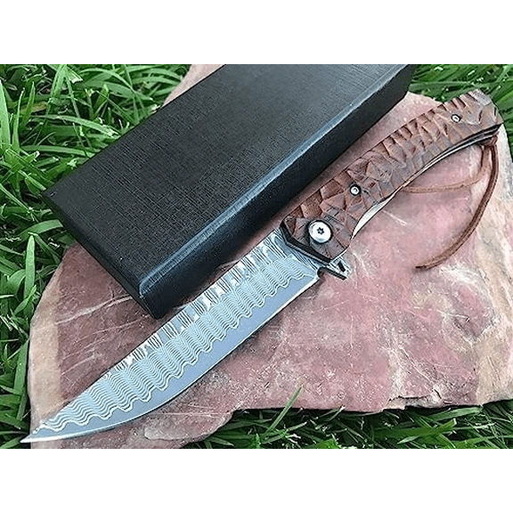 Damascus Pocket Knife - EDC Folding Knife with Rosewood Handle - 67 Layer Damascus Steel VG10 Blade Everyday Carry (Alya)$$Other