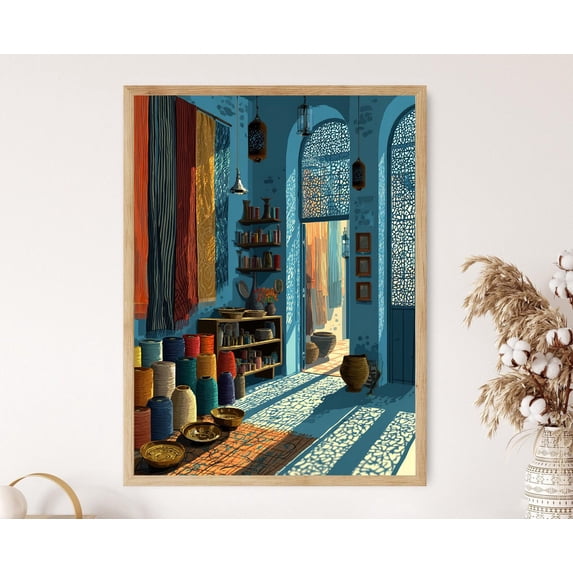 Damascus Silk Brocade Poster, Syrian Folk Textile Shop Art Print, Flat ...