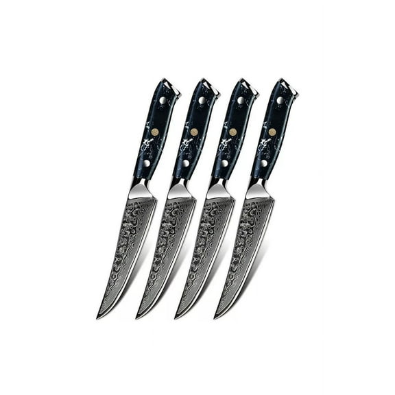 Damascus Steak Knife Set Of 4 - Black Stone