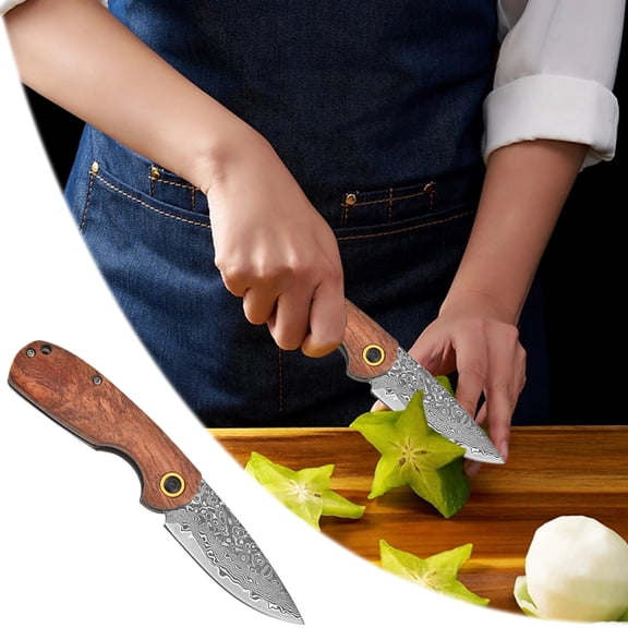 Damascus Steel Pocket Folding Compact Tool for Outdoor Hiking Camping Adventures