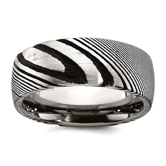 Damascus Steel Polished 8mm Band Size 12 Ring for Women and Men - 10.6 Grams