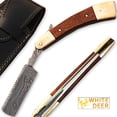 thumbnail image 1 of Damascus Steel Straight Razor with Camel Bone & Wood Handle, 1 of 4