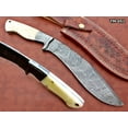 thumbnail image 1 of Damascus Steel eagle Kukri Knife, 14 Inches custom made Hand Forged With 9" long blade, Camel bone scale, Cow Leather Sheath included (Camel Bone), 1 of 6