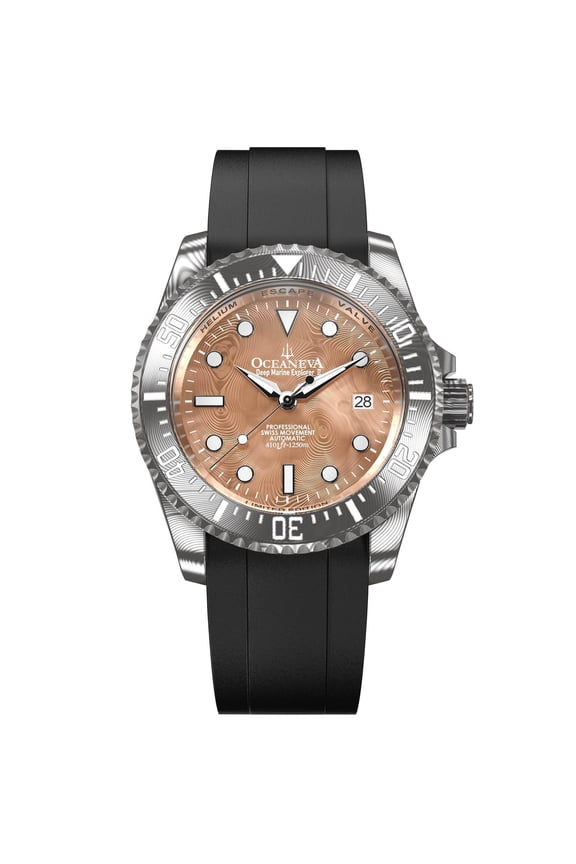 Damascus Swiss Automatic SW200 Deep Marine Explorer II Damascus/Rose Gold Damascus Dial | Rose Gold Dial