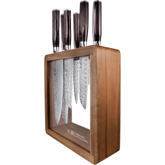 Damashiro Emperor Knife Block Mokuzai 7 Piece Set