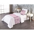 thumbnail image 1 of Damask Bed Runner Set, Pastel Floral Shapes on a Soft Colored Background Vintage Illustration, Decorative Bedding Scarf & a Pillow Sham for Hotels Homes, Twin, Pale Pink and Violet, by Ambesonne, 1 of 3
