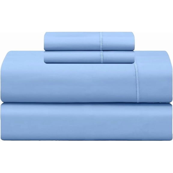 Damask Bed Sheet Set, 100% Cotton Soft Breathable Bedsheets, 4 Piece Deep Pockets Sateen Weave Striped Bedding Mattress Resort Hotel Luxury