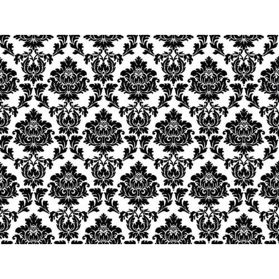 Damask Black on White Background Edible Image Icing Cake Topper for Quarter Sheet Cake, by TNCT
