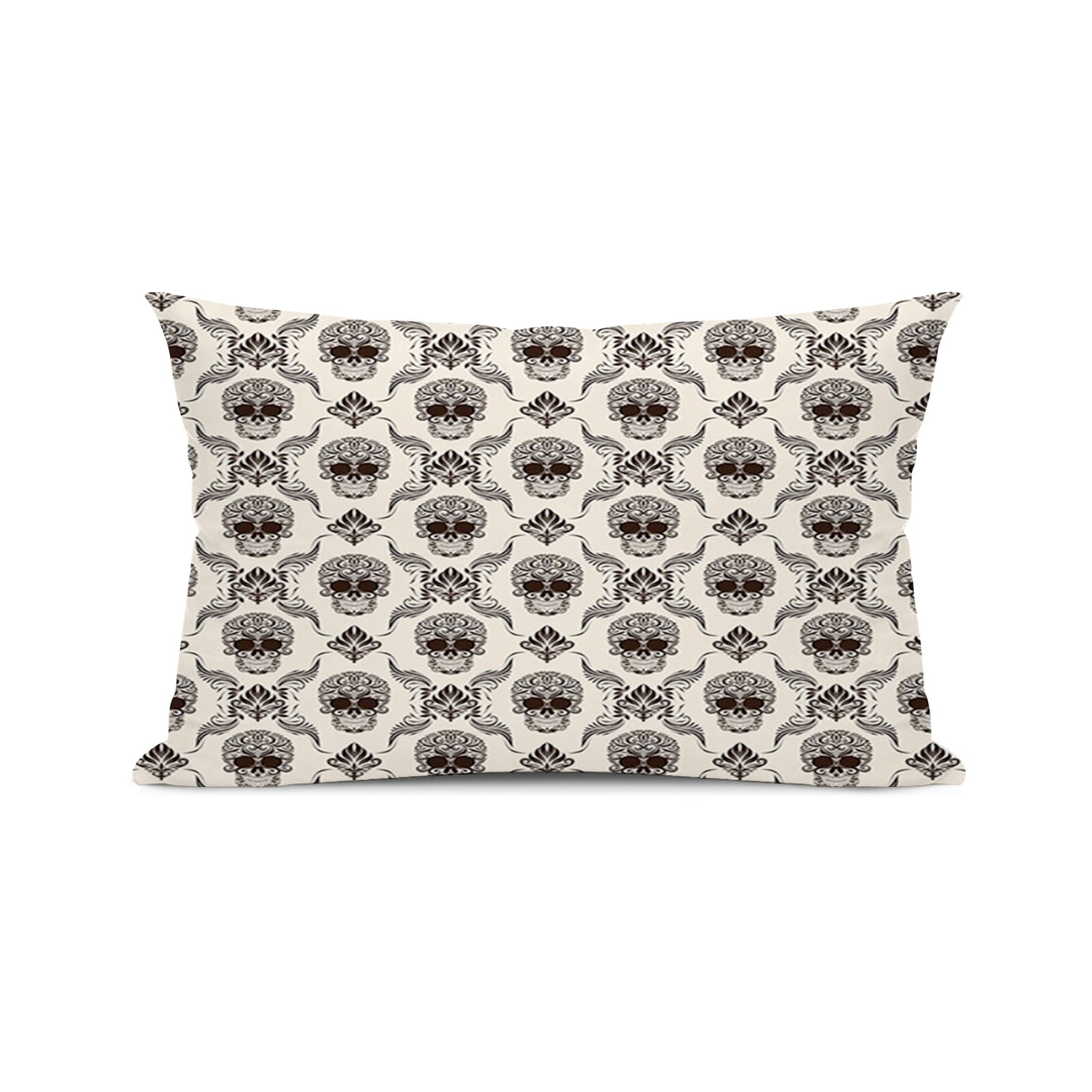 Damask,Body Pillow Case Cover with Zipper,Halloween Skulls,Decorative