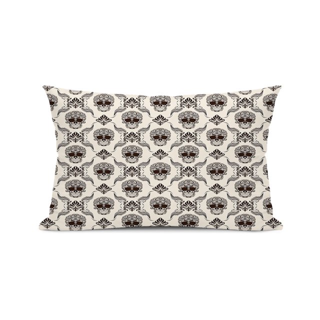 Damask,Body Pillow Case Cover with Zipper,Halloween Skulls,Decorative