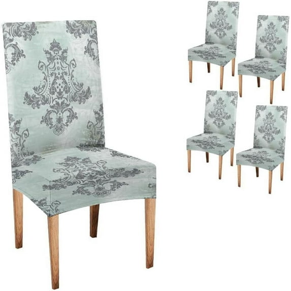 Damask Chair Cover Floral Luxury Baroque Chair Covers Set of 4 Stretch Removable Washable Slipcovers for Dining Room Hotel Kitchen