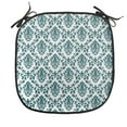 thumbnail image 1 of Damask Chair Seating Cushion, Damask Toned Floral Sprigs Baroque Feature Patterns Complex Detailed Motifs Image, Soft Seat Pads for Office with Anti-slip Backing, 16"x16", Green White, by Ambesonne, 1 of 7