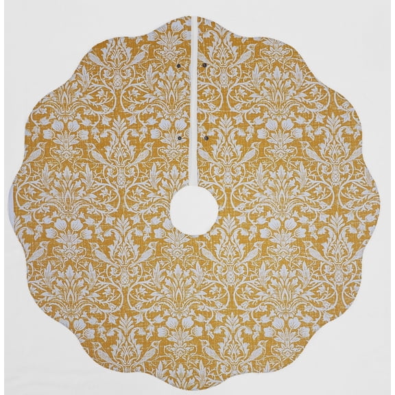 Damask Christmas Tree Skirt By Penny's Needful Things (Gold Floral Damask) (Scalloped)