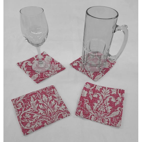 Damask Cloth Coasters by Penny's Needful Things (Set of 4) Pink