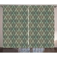 thumbnail image 1 of Ambesonne Damask Curtains 2 Panel Set, Leaves Buds Ornate Style, 108" x 90", Mint Green Dark Brown, 1 of 3