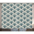 thumbnail image 1 of Ambesonne Damask Curtains 2 Panel Set, Nostalgic Baroque Blooms, 108" x 90", Tan Petrol Blue, 1 of 3