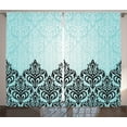 thumbnail image 1 of Ambesonne Damask Curtains 2 Panel Set, Antique Victorian Motif, 108" x 90", Black Blue, 1 of 3