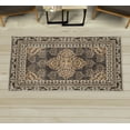 thumbnail image 1 of Damask Decorative Rug, Curlicue Design Traditional Flourishes in Retro Themed Flowers Artwork, Quality Carpet for Bedroom Dorm and Living Room, 6 Sizes, Dark Brown Beige and Tan, by Ambesonne, 1 of 1