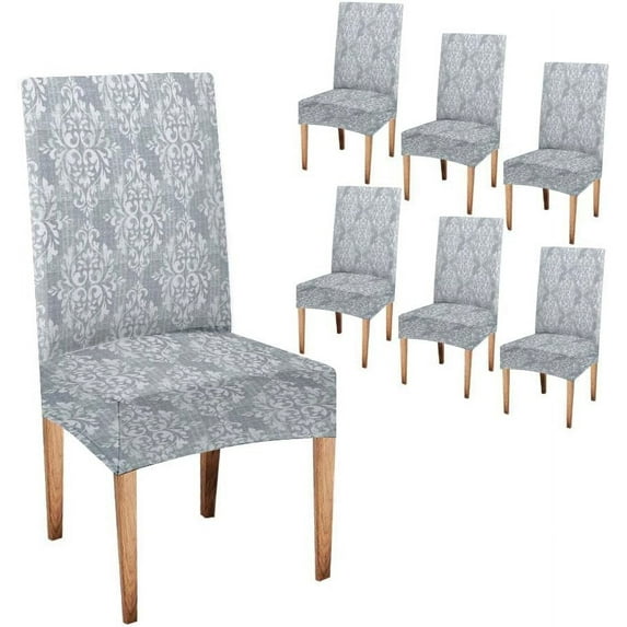 Damask Dining Chair Slipcovers Removable Set of 6 Modern Colors Nature Decorative Chair Covers for Office Kitchen Dining Room