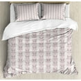 thumbnail image 1 of Damask Duvet Cover Set, Floral Botany Ornate Vertical Line in Pastel Tones, Decorative 3 Piece Bedding Set with 2 Pillow Shams, Calking Size, Mauve Dried Rose, by Ambesonne, 1 of 3