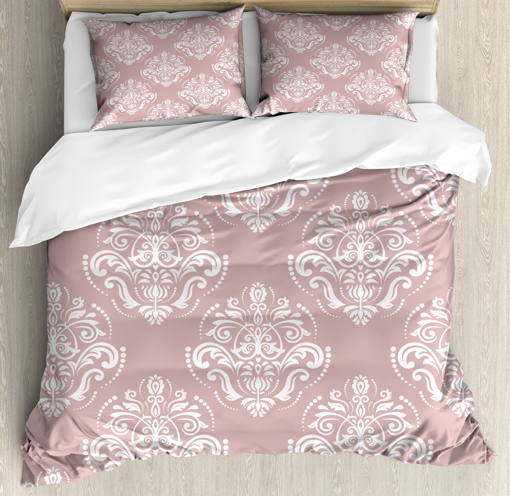 Damask Gold Print Pattern Duvet Cover Bedding Set