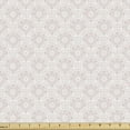 thumbnail image 1 of Damask Fabric by the Yard, Monochrome Delicate Flower Ornaments Rhythmic Pattern in Soft Pastel Tones, Upholstery Fabric for Dining Chairs Home Decor Accents, Pale Eggshell White by Ambesonne, 1 of 5