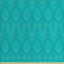 Damask Fabric by the Yard, Thin Lines Lace Look Delicate Blue Green Tones Rhythmic Graphic, Upholstery Fabric for Dining Chairs Home Decor Accents, 5 Yards, Dark Seafoam Multicolor by Ambesonne